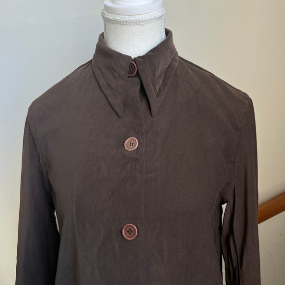 Max Studio Jackets & Blazers - Vintage 90s Max Studio‎ Brown Button Down Jacket Dagger Collar Chic 70s Blazer